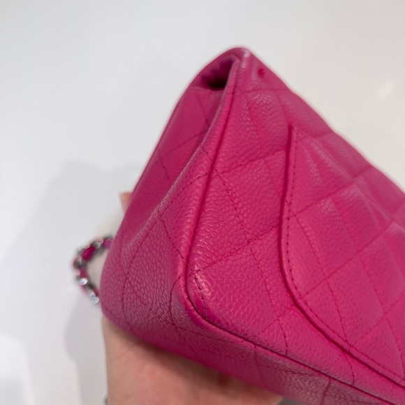 SOLD🚫AUTHENTIC Chanel Hot Pink Caviar Mini Rectangular Flap SHW - Picture 9 of 17